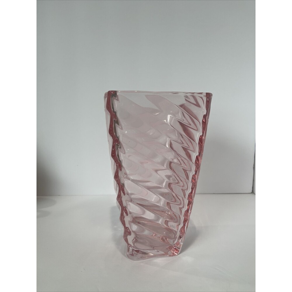 Pink Ribbed Granny Core Glass Vase VTG
